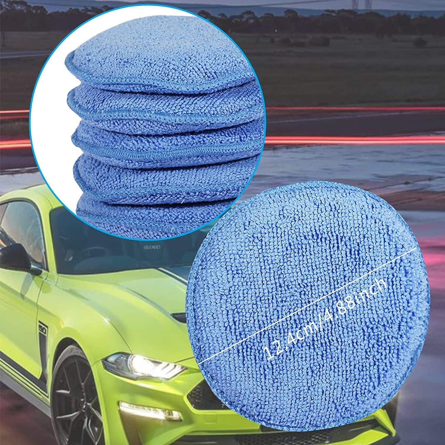 Microfiber Wax Applicator Pads, Car Wax Applicator, Buffing & Detail Polishing Foam Pads for Car Cleaning and Fine