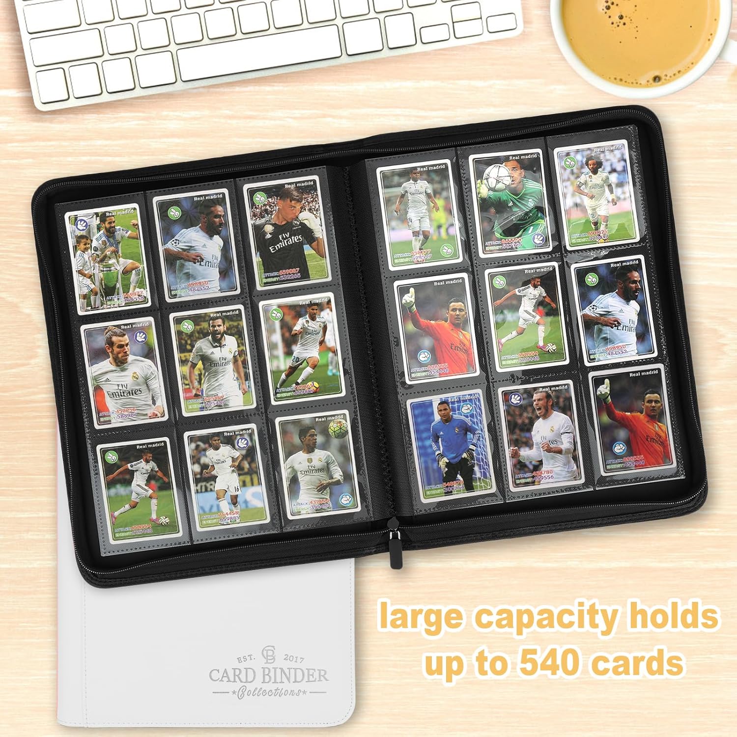 Trading Card Binder, Card Collection Binder Album Folder with 540 Side Loading Pockets, 9 Pocket Trading Card Album
