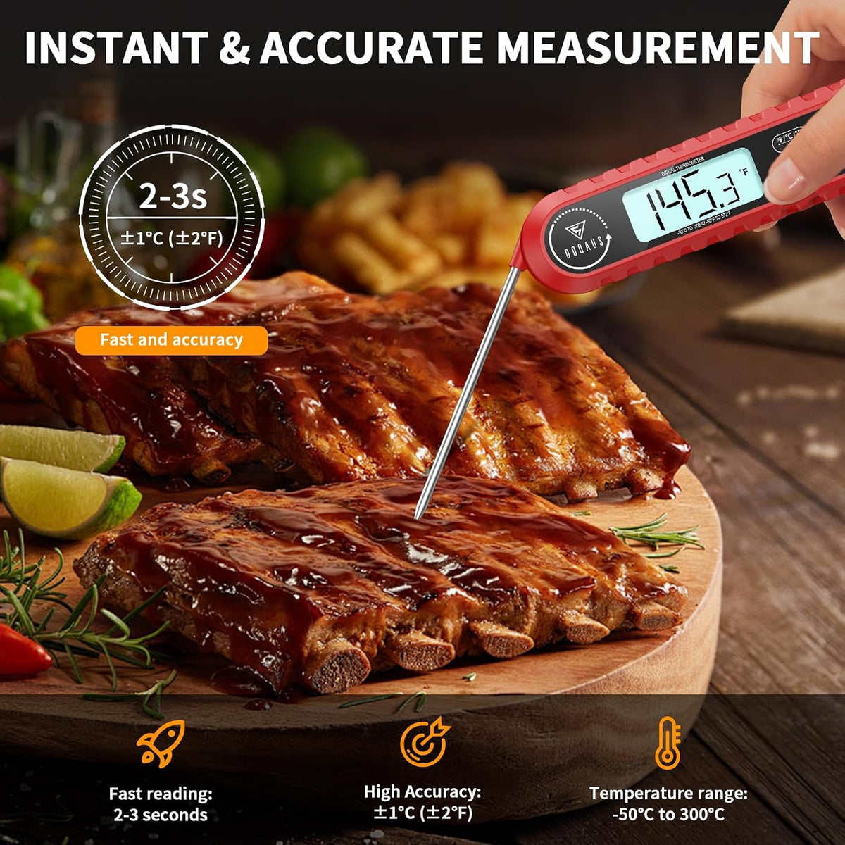 Meat Thermometer Digital with Dual Probe, Instant Read Thermometer
