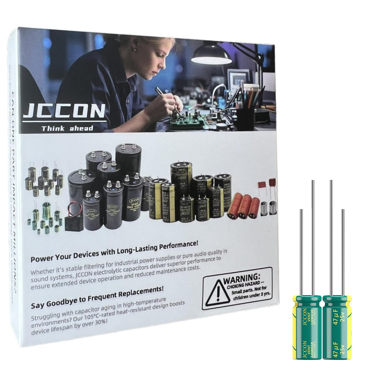 20-Pack 25V 47uF Premium Quality Low ESR Electrolytic Capacitors 5x11mm (0.20x0.43in), 25Volt 47MFD High-Frequency Caps with Superior Performance