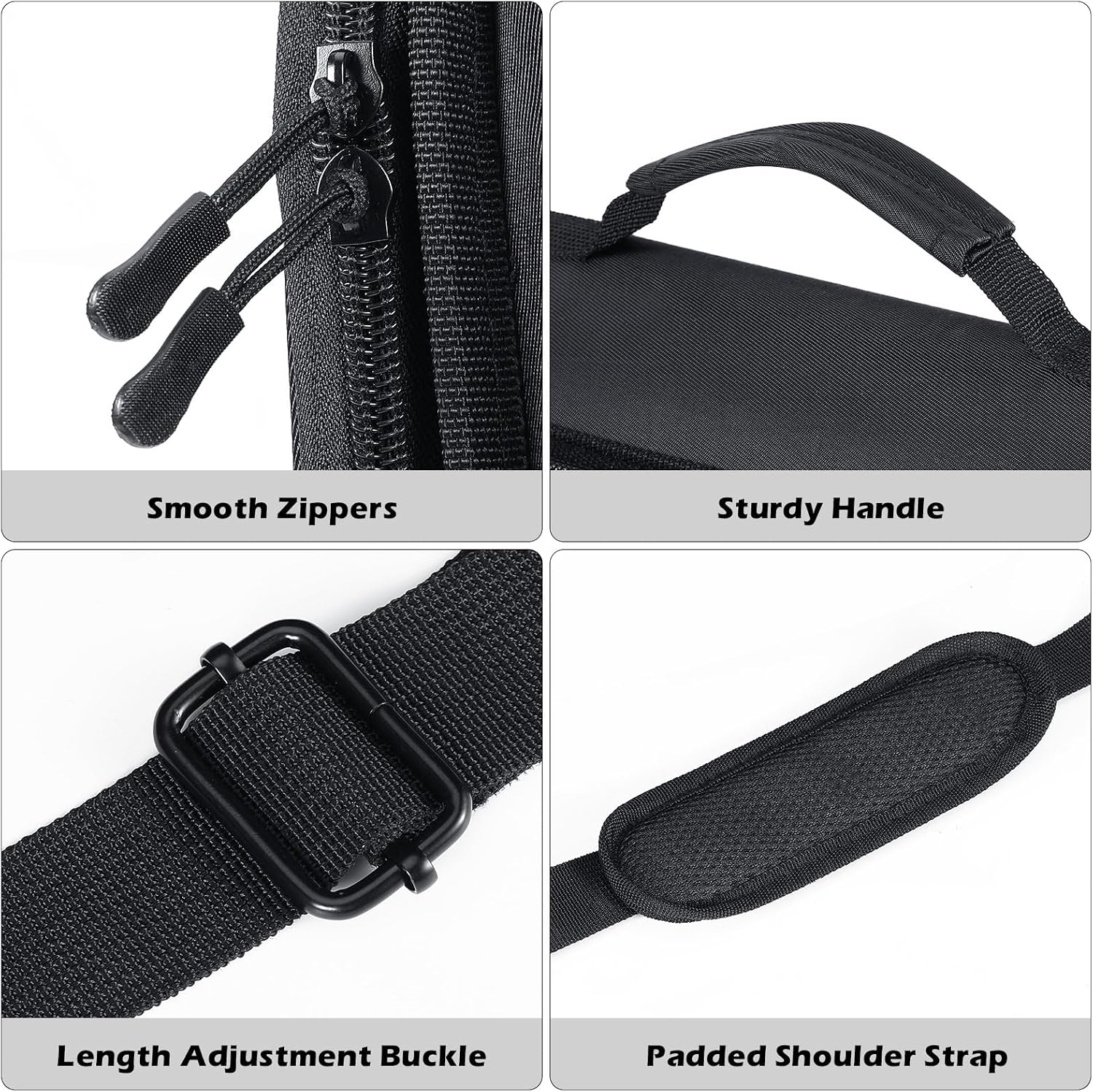 Zipper Binder, 2-Inch 3-Ring, 500 Sheets, 5-Tab File Folders, Black | 420D nylon with five dividers, multiple