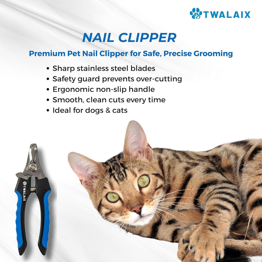 6 in 1 Pet Grooming Kit for Dogs & Cats - Deshedding Brush, Undercoat Rake, Slicker Brush, Nail Clipper, Nail File &