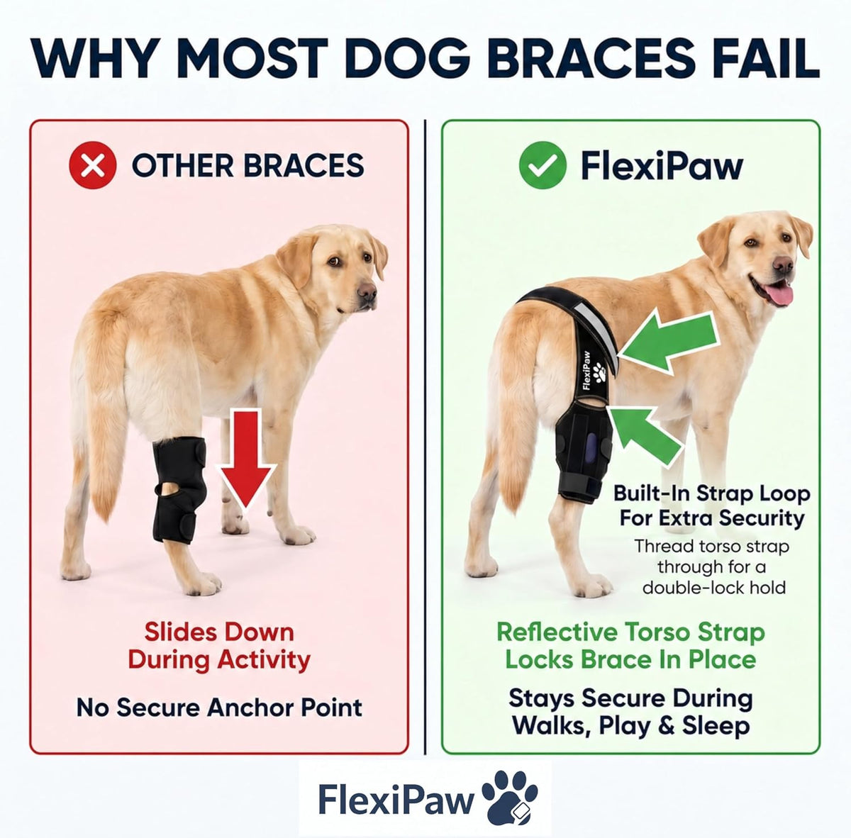 Dog Knee Brace for Torn ACL and CCL, Rear Hind Leg Brace for Dogs, Back Leg Support for Cruciate Ligament Tears, Cold