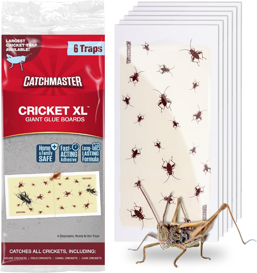 Cricket XL Giant Glue Boards 6-Pk, Adhesive Bug Catcher Cricket Traps Indoor, Sticky Trap for Inside Your Home, Bulk