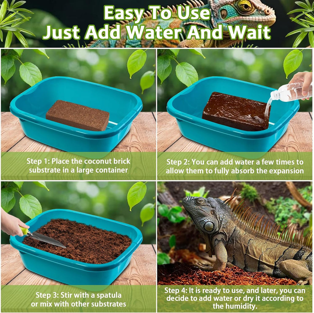 1 Pack Natural Coconut Fiber Substrate, Coco Coir Reptile Bedding | Coconut Husk Reptile Substrate for Tortoises