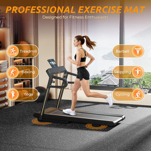 0.6" Thicker Rubber Top Gym Flooring for Home Gym, 24 Pcs 96 Sq Ft Workout Mats, Exercise Mat, Interlocking Rubber