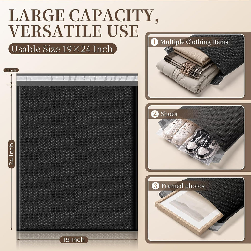 Large Bubble Mailers 19x24 Inch 15 Pack Black Padded Envelopes