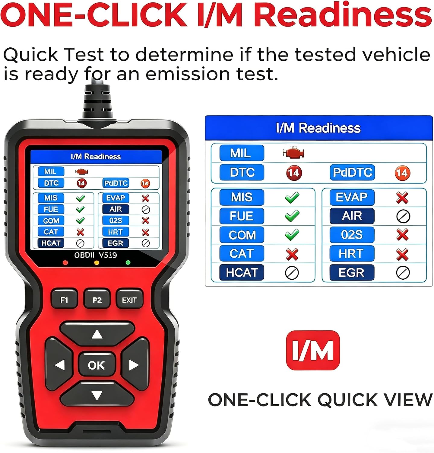 V519 OBD2 Scanner Diagnostic Tool, Car Code Reader with 35,901 Built-in DTC Lookup, Check Engine Light Reader, Live