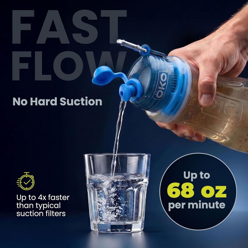 ÖKOH2O Purification Water Bottle with Advanced Filtration, Arctic, 22oz | BPA-Free Reusable Bottle, Long Lasting 100