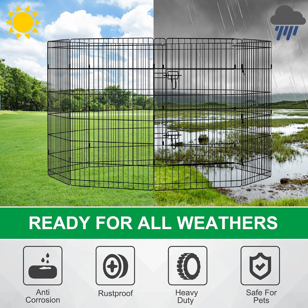 Pet Playpen Dog Pen Foldable Dog Exercise Fence 8 Panels 36 Inch Kennels Pet Playpen Options Ideal for Pet Medium