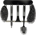 Scrub Brush Set of 6 pcs - Cleaning Shower Scrubbers with Squeegee for Shower Glass and Adhesive Wall Hooks Including