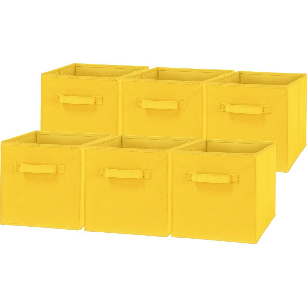 11-Inch Foldable Cube Storage Bins, Yellow, 6-Pack
