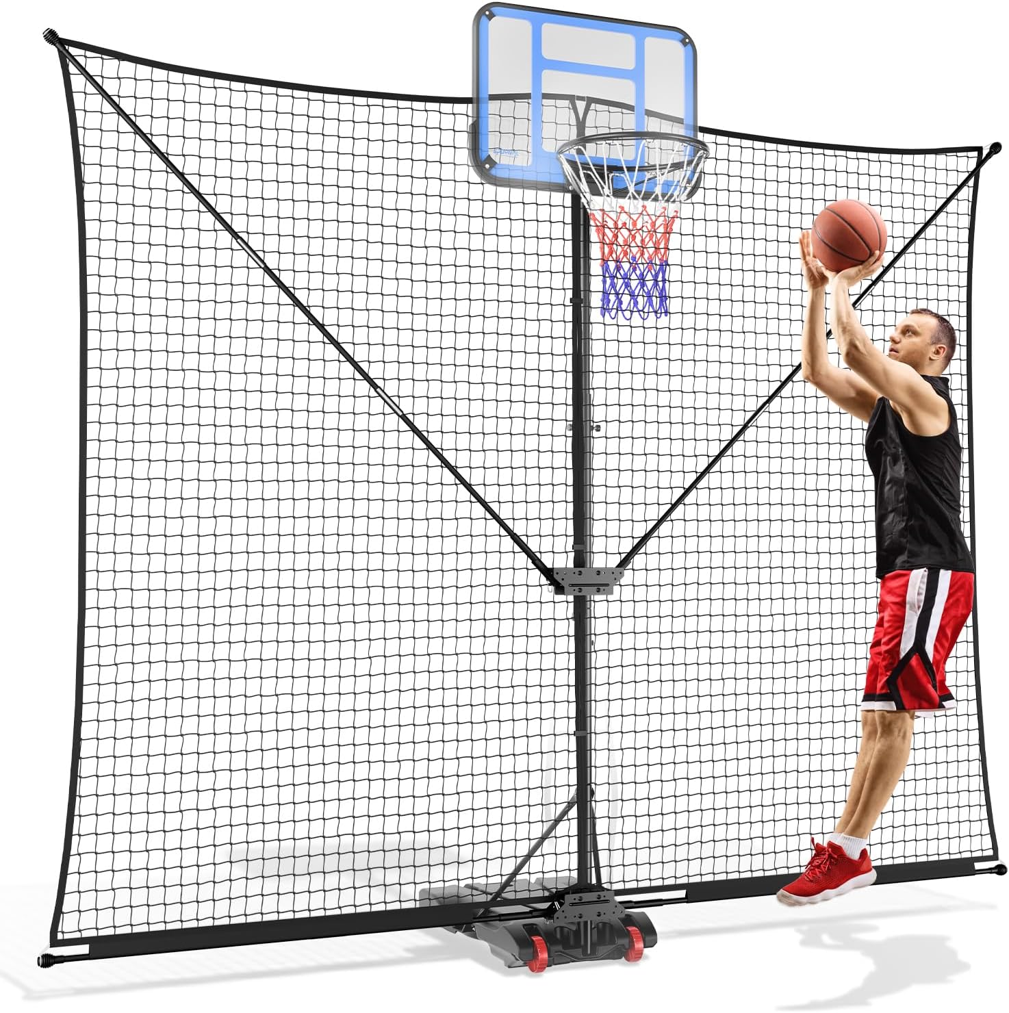 10x8FT Basketball Return Backstop Net, Hoop Rebounder | Foldable basketball return net designed for round and square