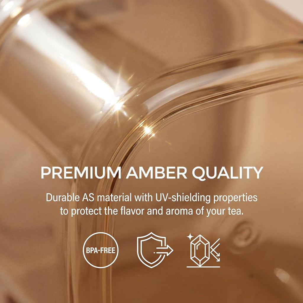 Coffee Canister with Scoop, 2 Pack 27oz Airtight Coffee Storage Container, Amber Light Blocking Jar, Wide Mouth for