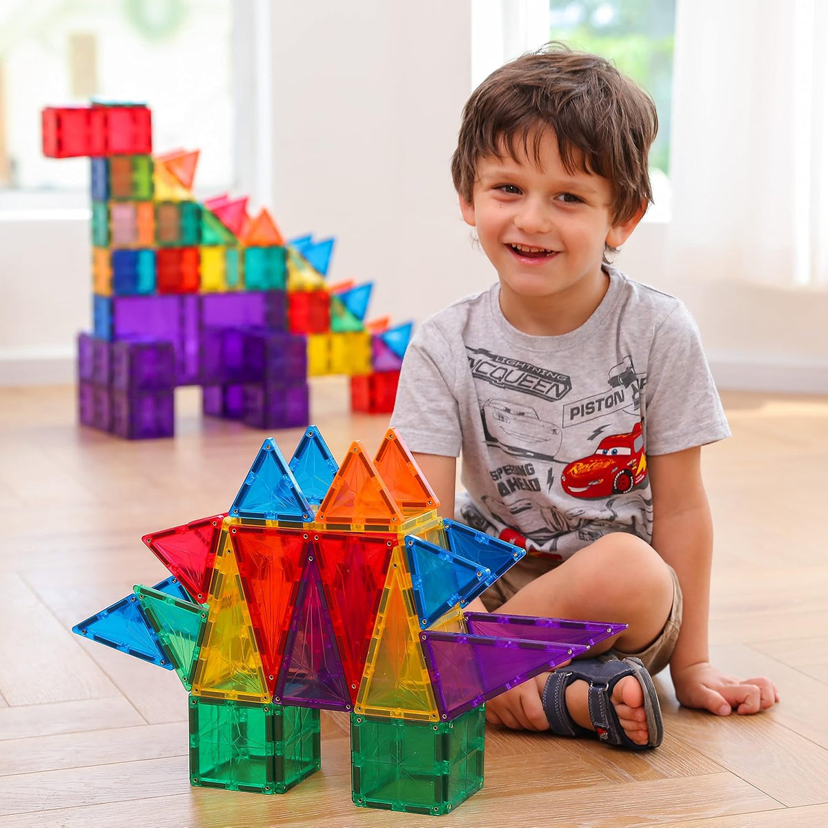 110PCS Premium Magnetic Tiles Set | STEM-Authenticated Magnetic Building Blocks | Educational Construction Toy for