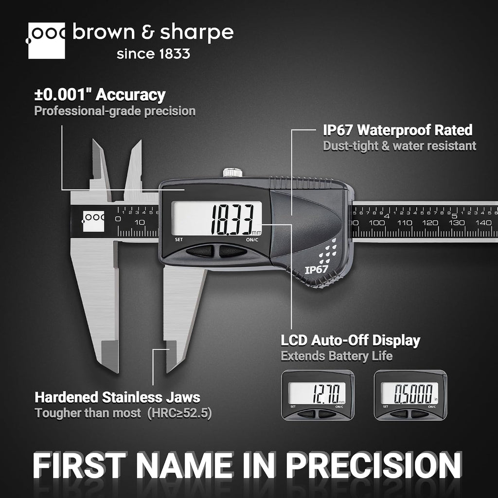 Brown & Sharpe 6 Inch Digital Caliper, IP67 Stainless Steel