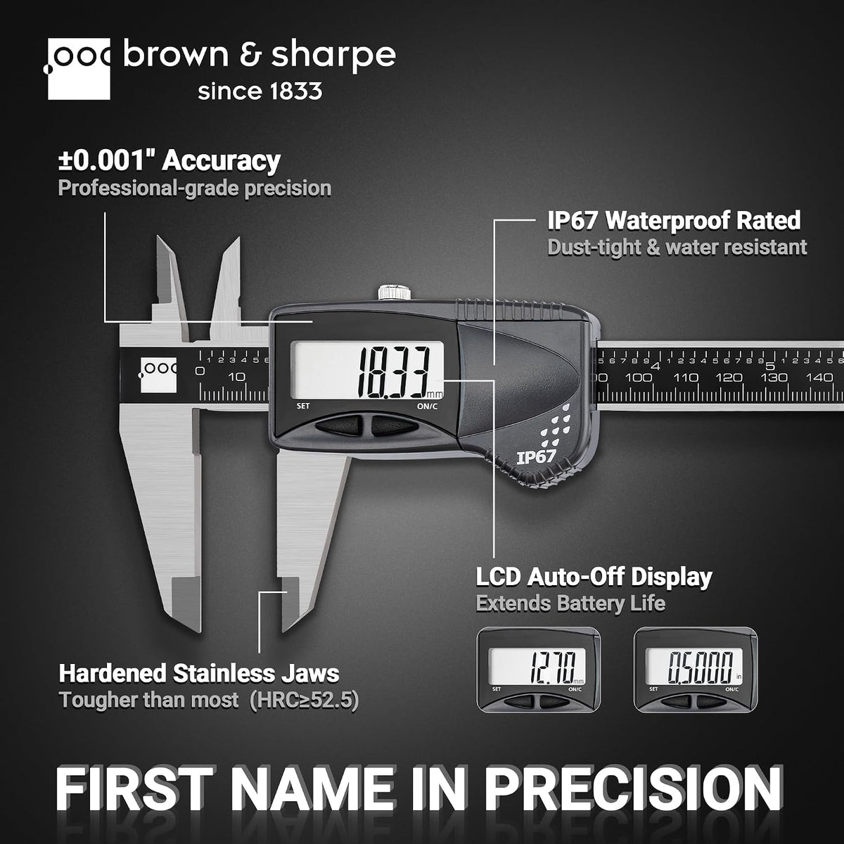 Brown & Sharpe 6 Inch Digital Caliper, IP67 Stainless Steel