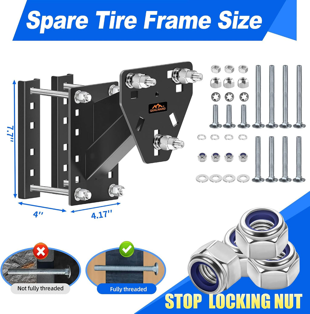 Trailer Spare Tire Mount, Boat Spare Tire Mount for Utility Trailer, Powder Coat Spare tire Carrier, Fits Most 4 & 5