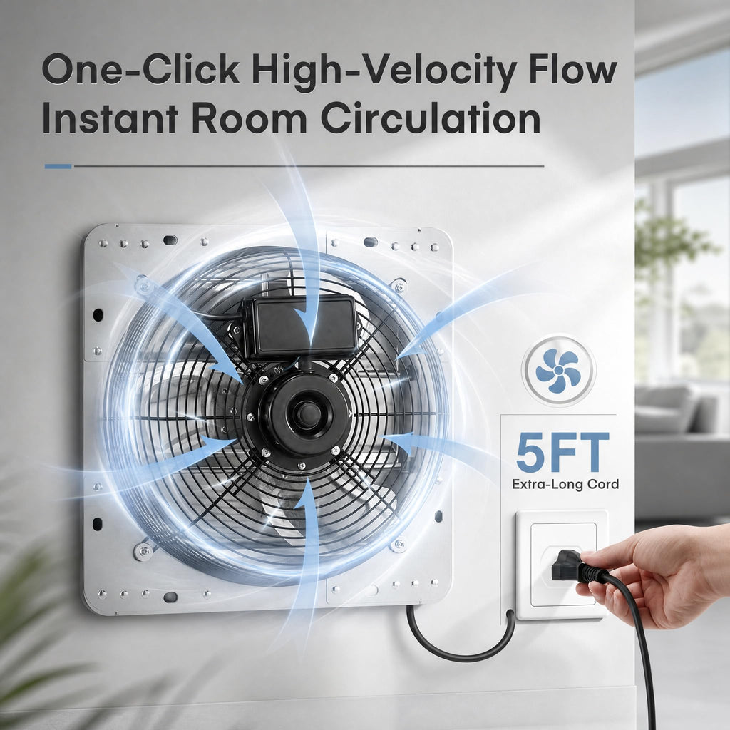 12 Inch Shutter Exhaust Fan, 1450CFM Wall Mount, for Greenhouse & Shop