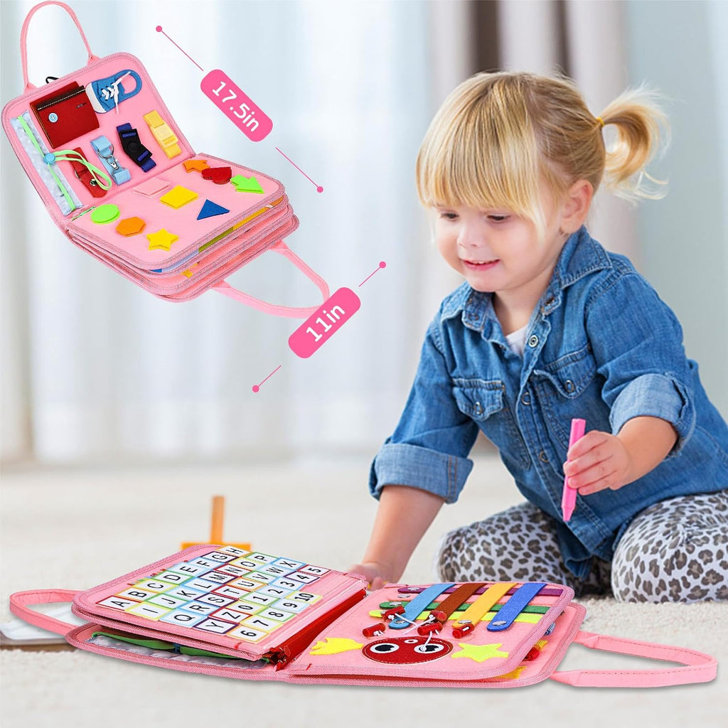 Busy Board Montessori Toys for Girls, Sensory Book Educational Activities for Learning Fine Motor Skills, Birthday