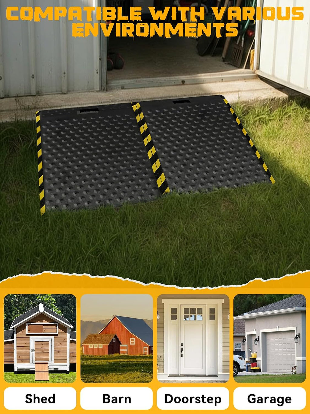 36" x 48" Shed Ramp for Riding Mower, 1500lbs Heavy Duty Metal Loading Ramps, 2-Pack Anti-Slip Punch Design, Long