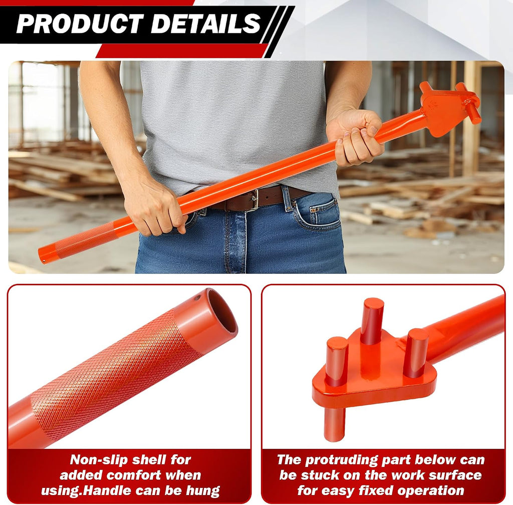 Manual Rebar Bender for Flat Steel and Steel Rod, Hand Operated Metal Bending Tool with Reverse Head, 5/8 Inch Capacity