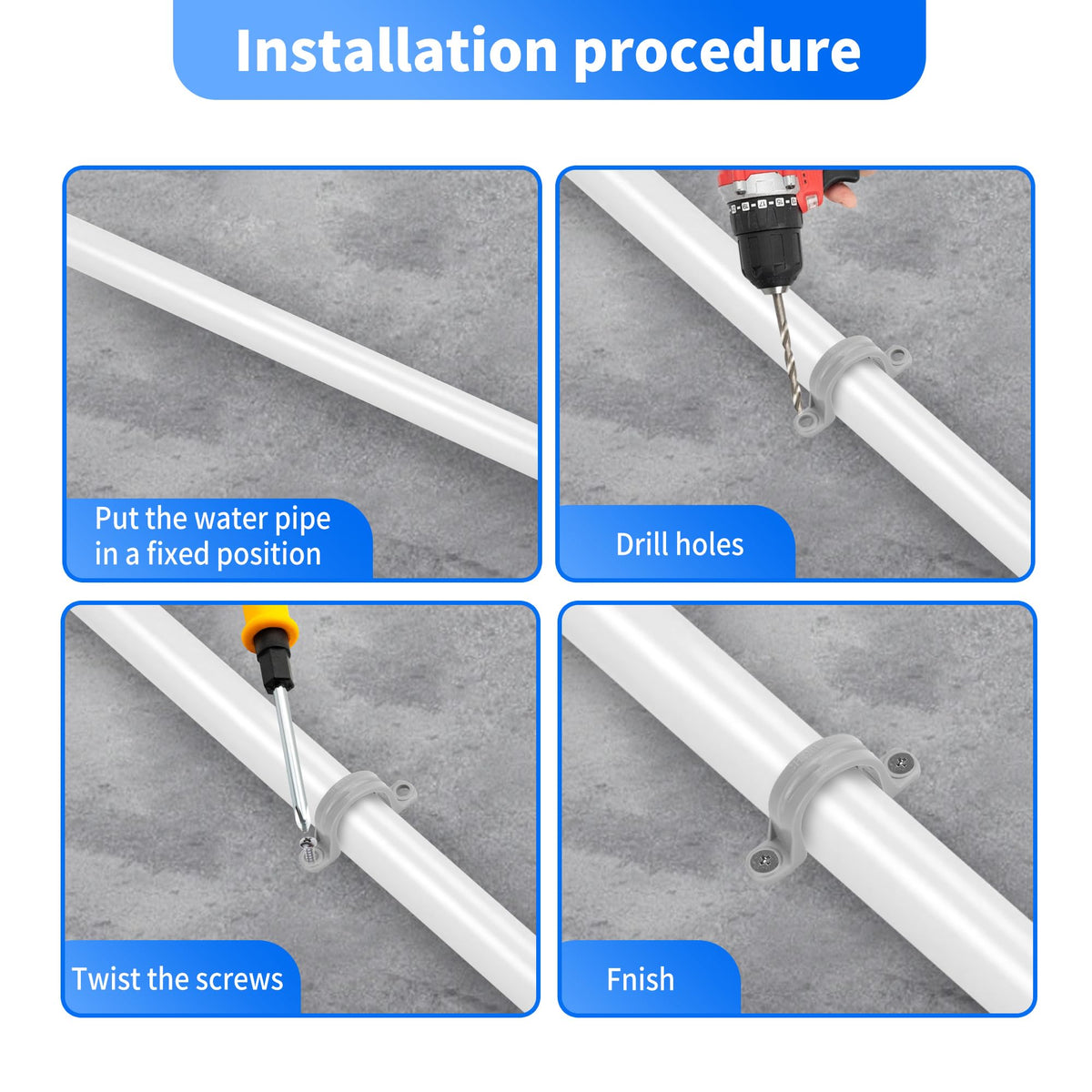 KEJJNYER 100 Pcs PVC Pipe Straps 3/4 Inch, 2 Holes