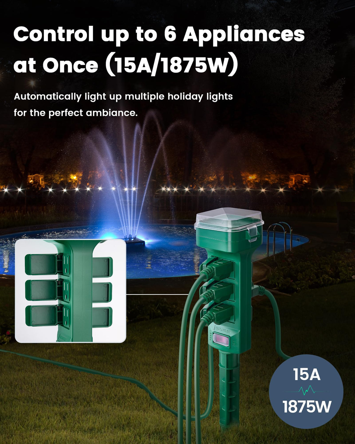 Outdoor Power Stake Timer Waterproof 100FT Remote Control