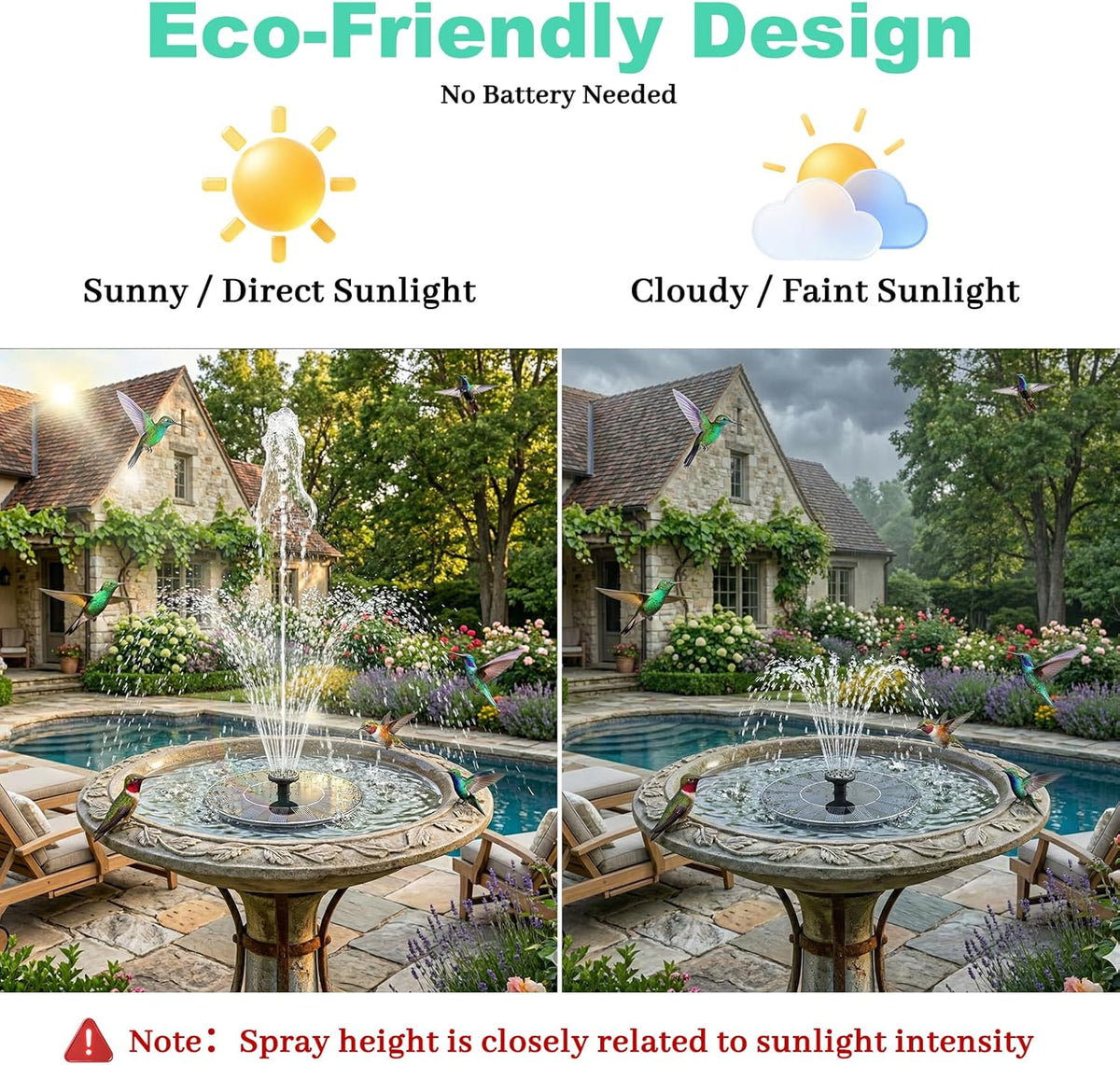 Solar Fountain, Floating Solar Water Pump for Bird Bath