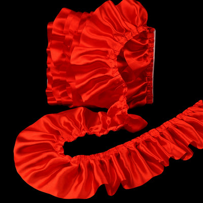 Red Ruffle Ribbon 3inch Wide Ruffle Trim Lace Craft Supply for Sewing, Decor AIETSYEI