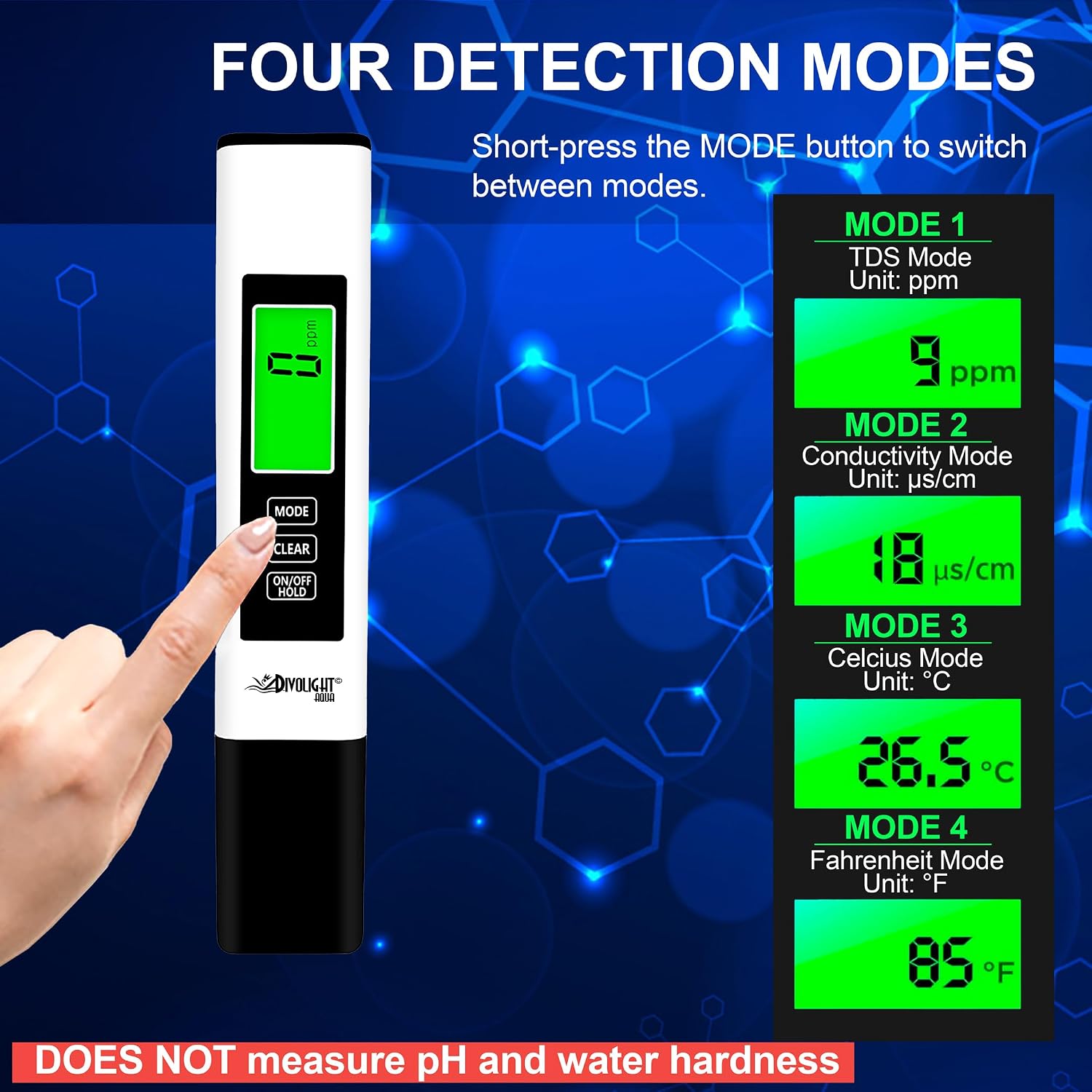 4 in 1 TDS Meter Digital Water Tester - Professional Testing for Drinking Water, RO/DI System, Aquariums, etc