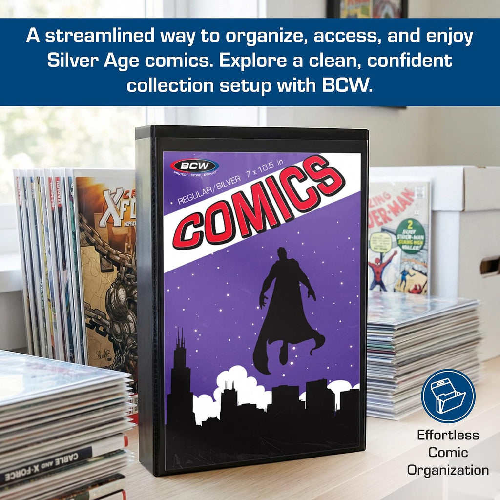 Comic Book StorFolio Kit – Includes Magnetic Comic StorFolio + 50 Silver Age Premade Resealable Comic Book Bags and