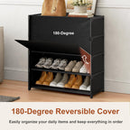 5 Tier Shoe Cabinet with Door, 20-Pair Storage, Black