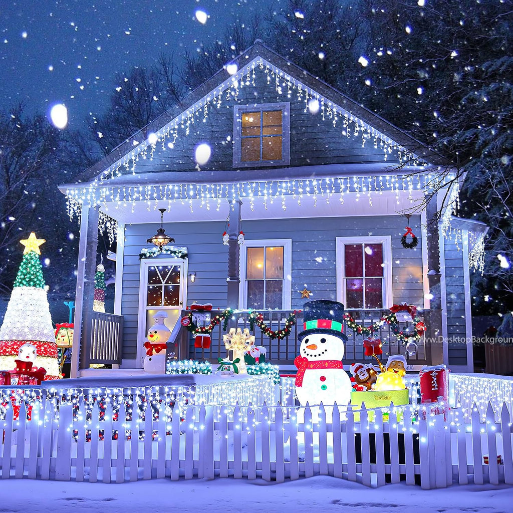 White Christmas Lights Outdoor, 33ft 400 LED Icicle Lights for Outside | Twinkle Lights Plug in 8 Modes Timer