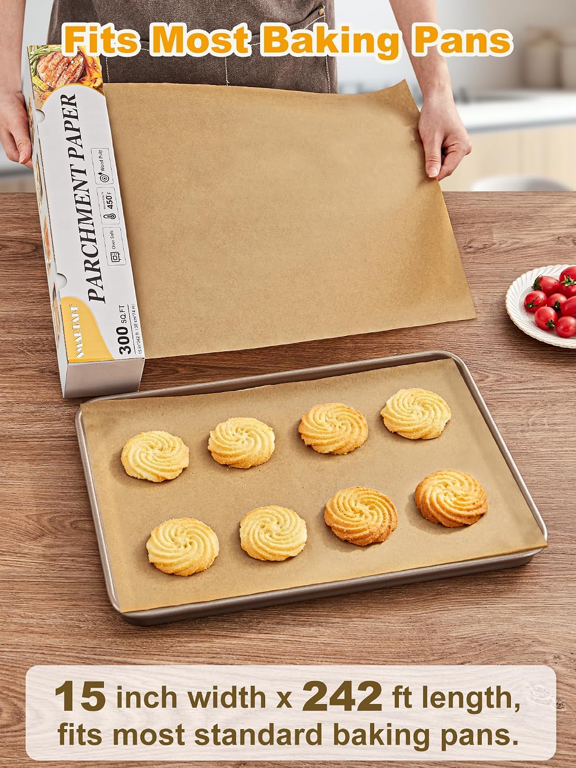 Parchment Paper Roll for Baking, 15 in x 242 ft, 300 sq.ft