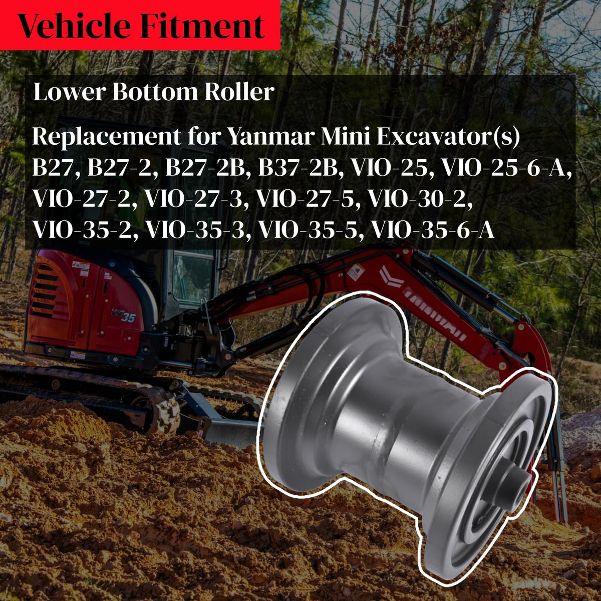 Mixizap Lower Bottom Roller Replacement for Yanmar VIO-35-5 VIO-35-6-A