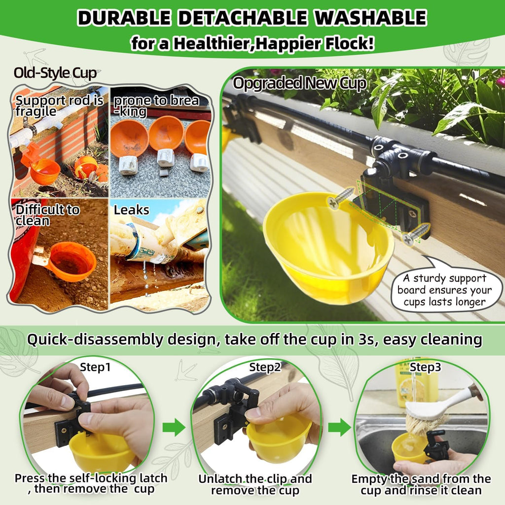 Automatic Chicken Water System, Complete Set with Large Water Cup,Pipeline