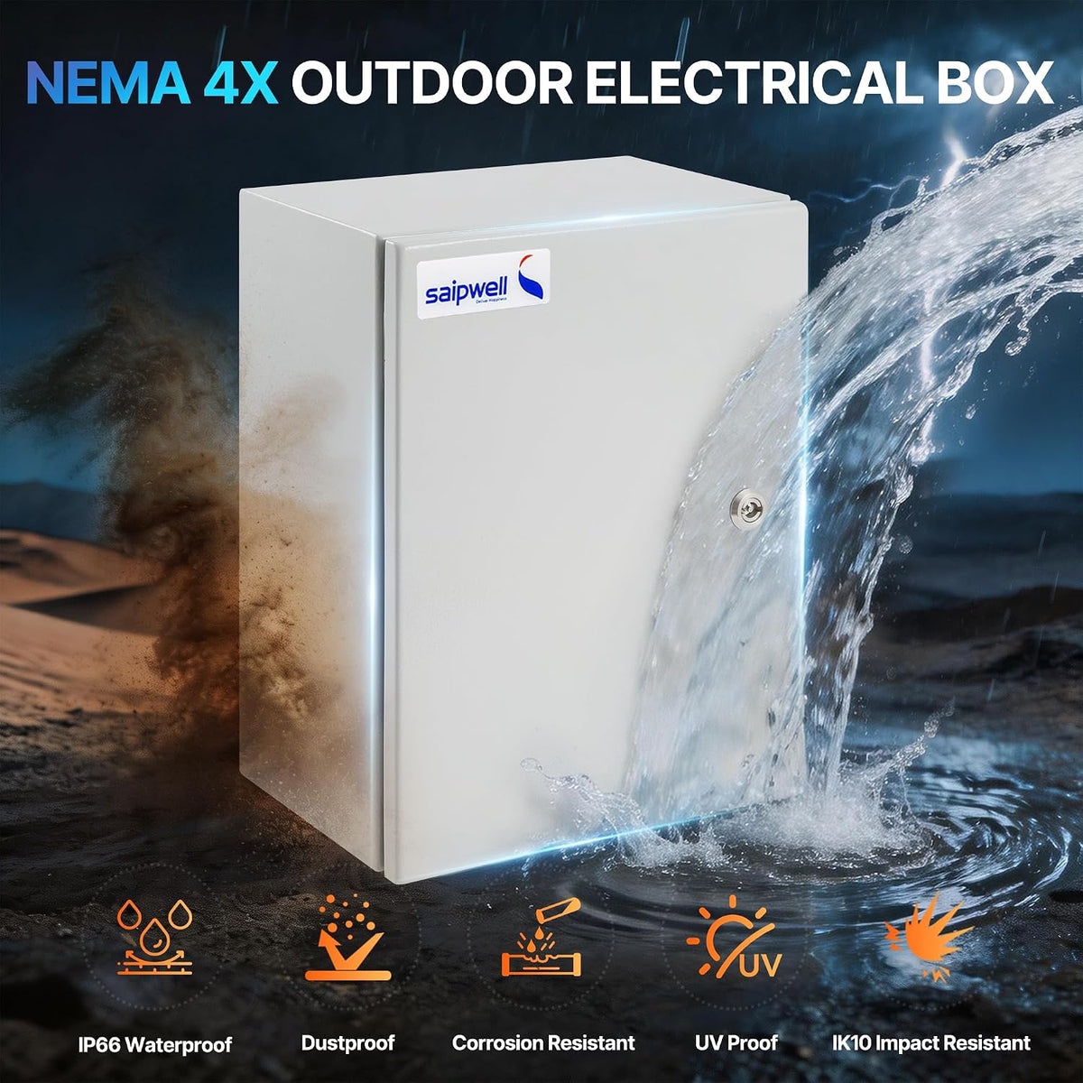 16x12x8 NEMA 4X Electrical Enclosure Metal Outdoor Enclosure Box