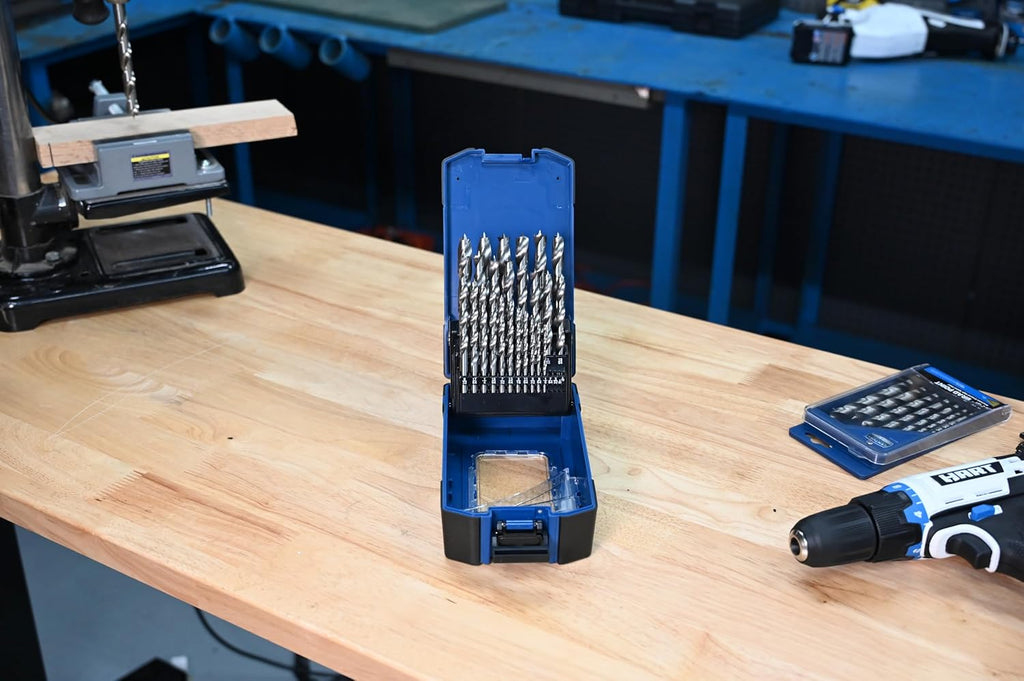 37280 Brad Point Wood Bit Set, 25 Piece | cuts steel & wood, heat-resistant coating