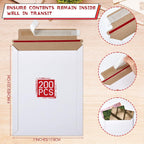 200 Pcs 7 x 9 Inch Rigid Mailer Cardboard Envelope Bulk, White