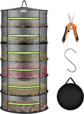 6-Layer Mesh Drying Rack Hanging Design with Green Zippers for Dehydrating, Indoor and Outdoor Pruning Shears Included