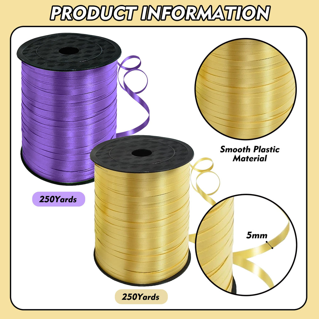 500 Yards Purple and Gold Curling Ribbon Balloon String