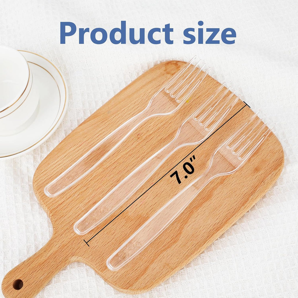 1000 Count Plastic Forks Heavy Duty, Plastic Silverware Clear Forks, Premium Disposable Forks Bulk, BPA-Free, Heat