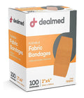 Fabric Adhesive Bandages - Flexible Latex Free 2x4 in - 100 Count