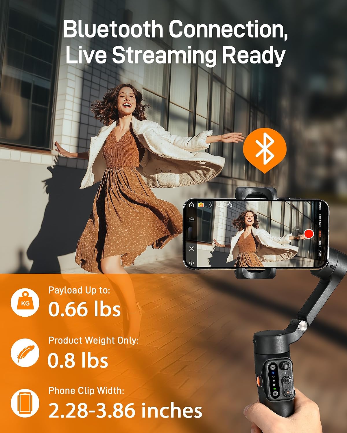 iSteady X3 SE 3-Axis Gimbal Stabilizer for iPhone & Android, Black | Detachable Remote, iSteady 8.0, Foldable 0.79lb