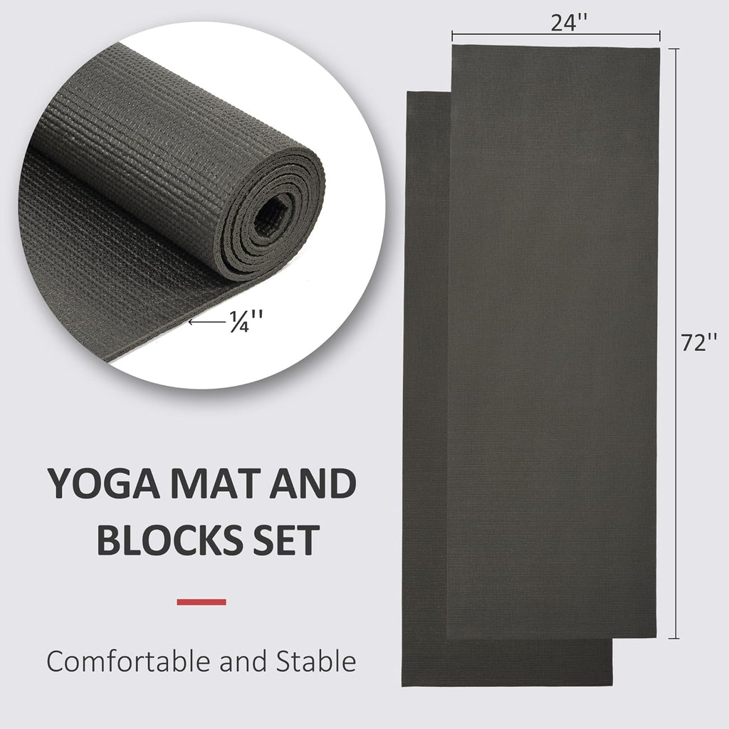 Signature Fitness All Purpose 0.25 Inch Thick High Density No Tear Exercise Yoga Mat with Strap & Lightweight
