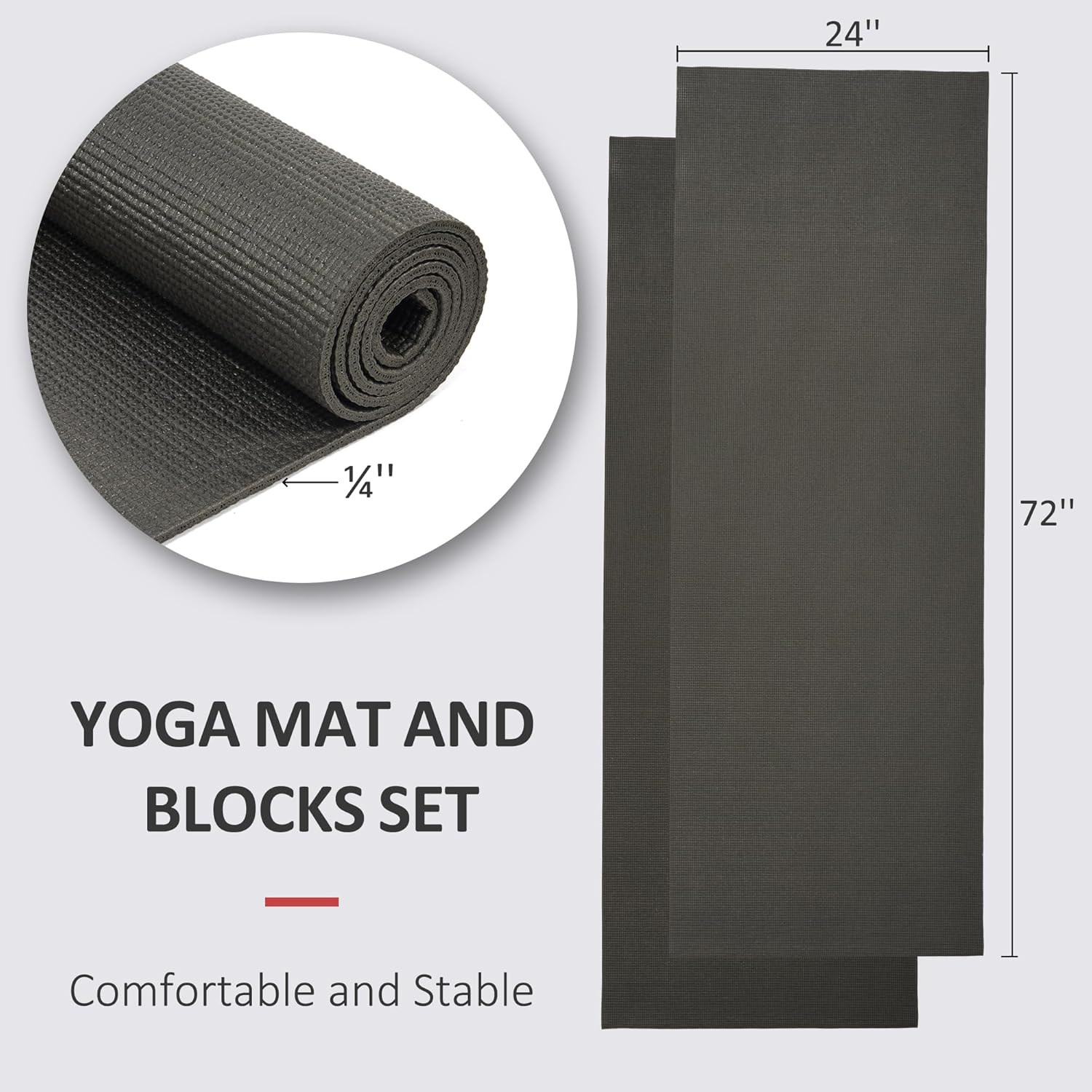 Signature Fitness All Purpose 0.25 Inch Thick High Density No Tear Exercise Yoga Mat with Strap & Lightweight