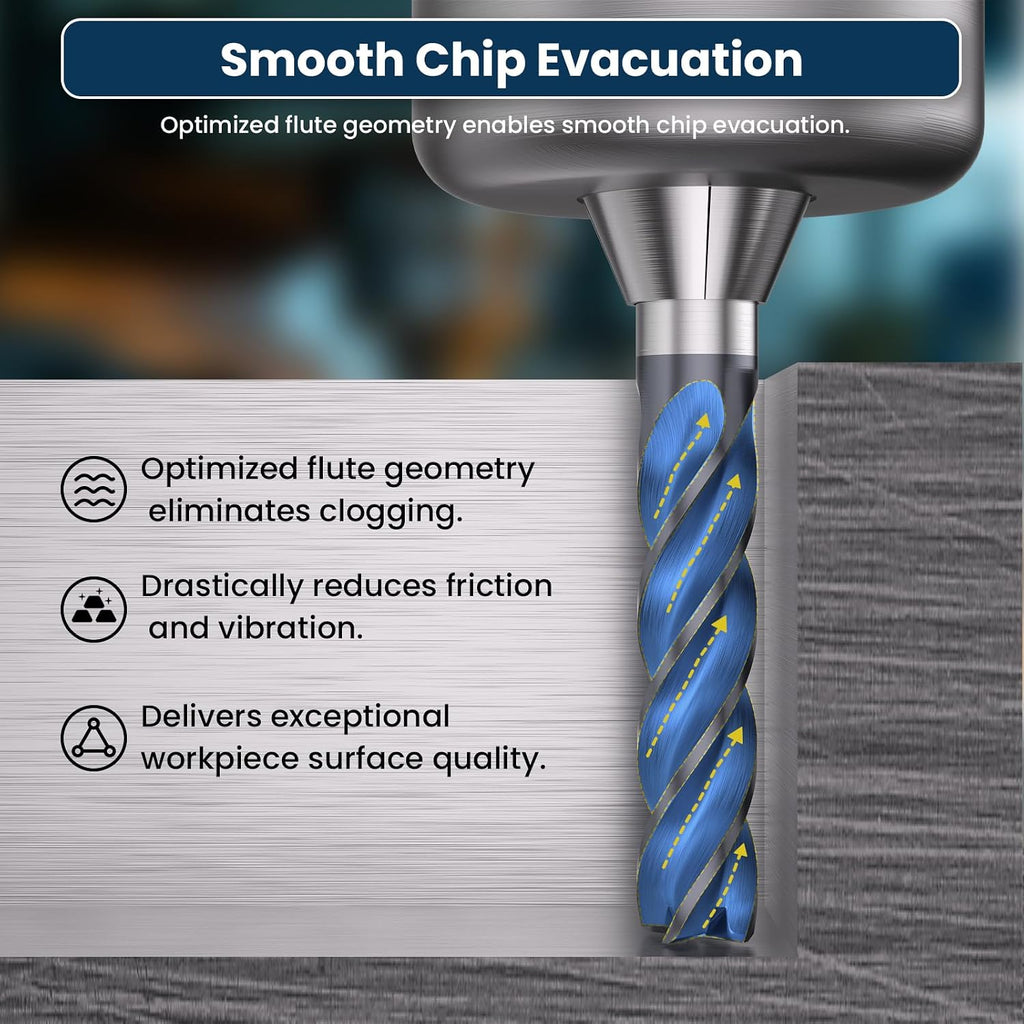 LU&MN Tungsten Carbide Square End Mills, 4 Flute, 1/8", 5 PCS