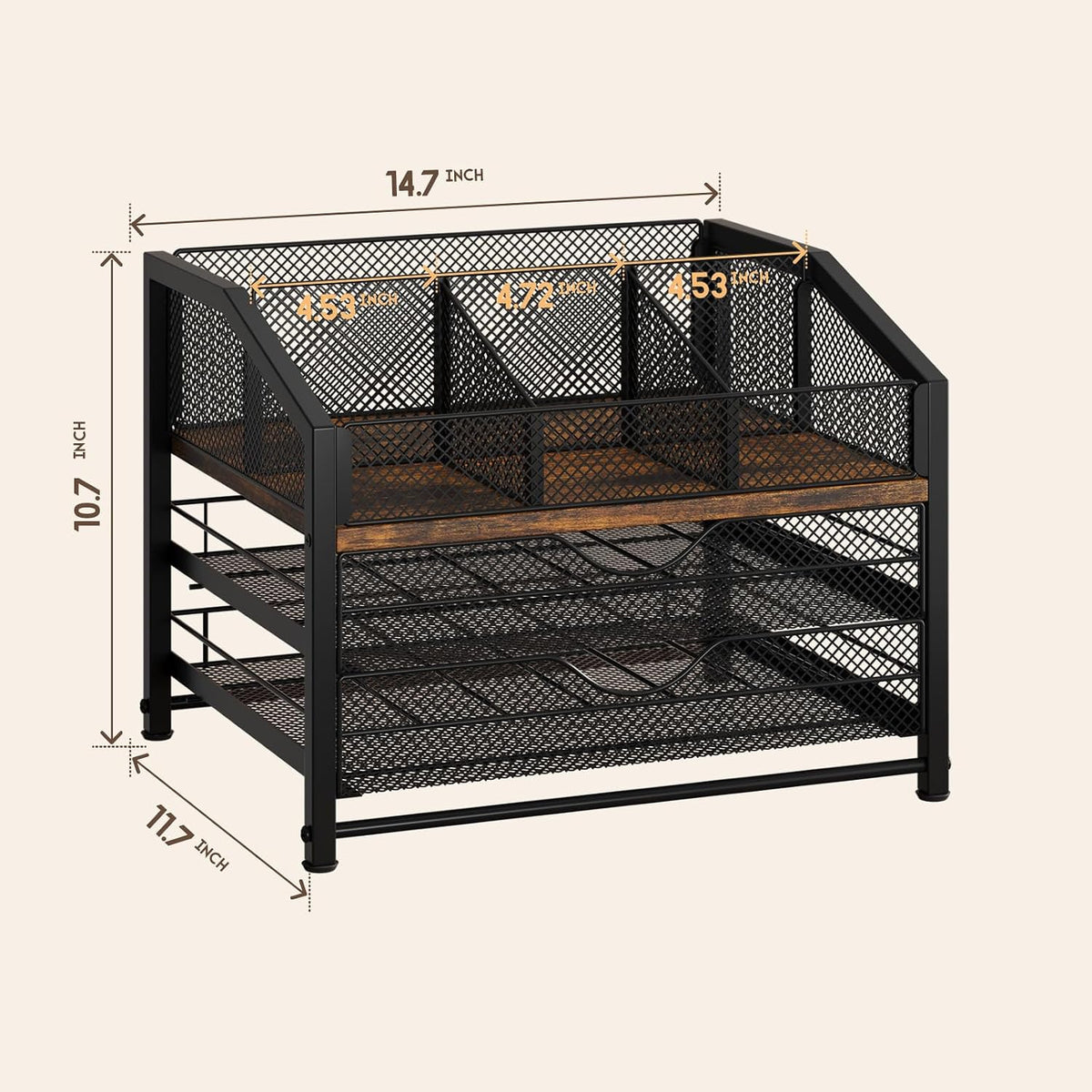 Coffee Bar Organizer, Metal & Wood Coffee Station Holds 84 K Cup
