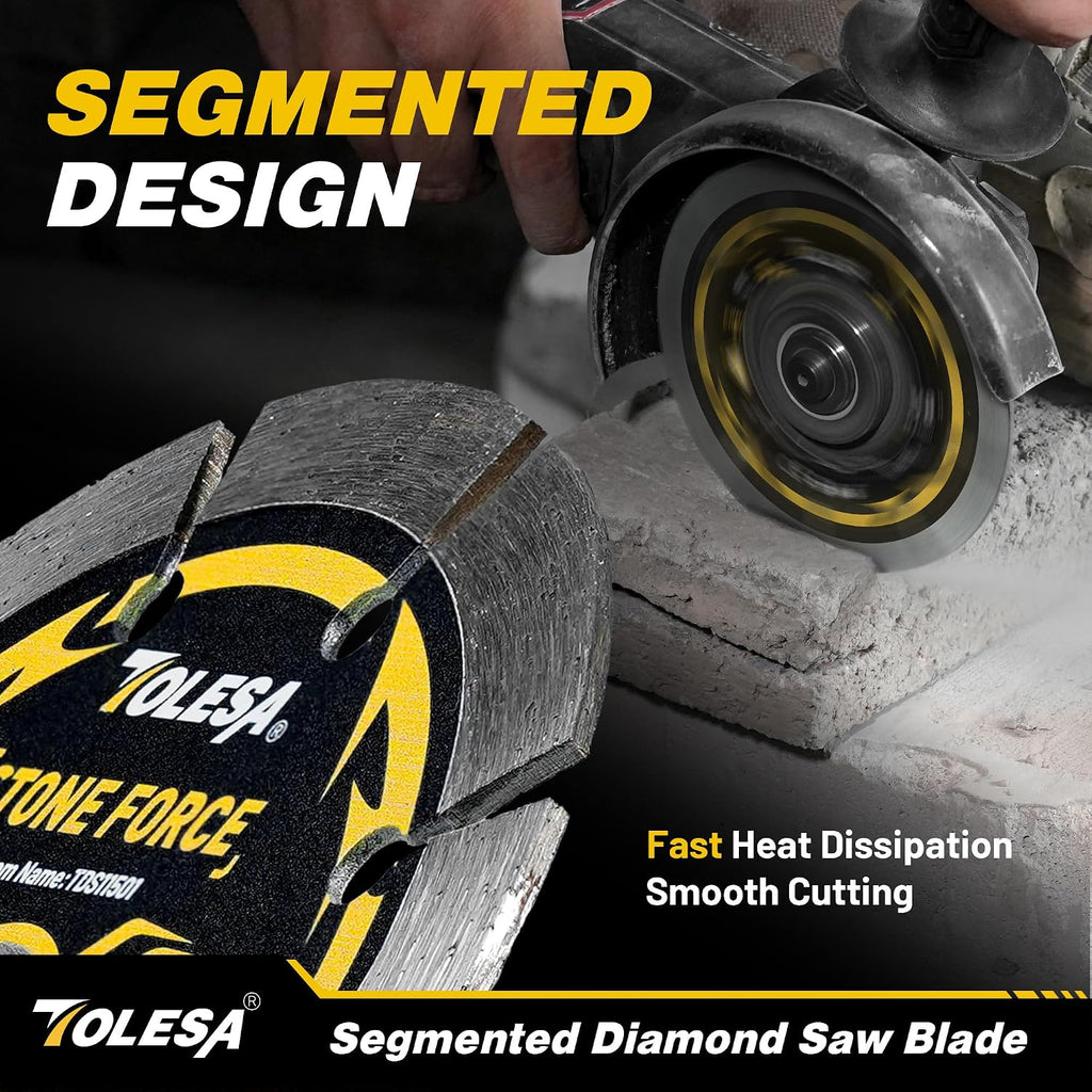 4-1/2 Inch Segmented Diamond Blade for Angle Grinder, Diamond Cutting Wheel with 7/8" Arbor, 20mm & 16mm Adapter